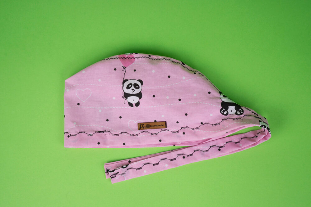 Pembe Panda Desenli Cerrahi Bone BB-0154 - Görsel 3
