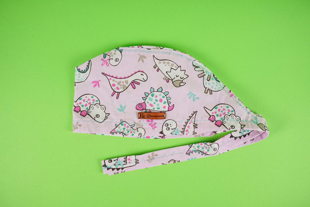 Pembe Dinozor Desenli Cerrahi Bone - Görsel 3