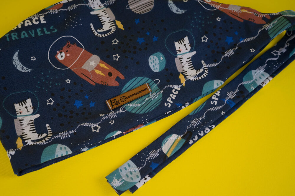 Astronot Kedi Desenli Cerrahi Bone - Görsel 2