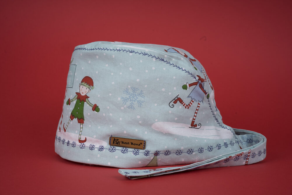 Su Yeşili Noel Cinleri Desenli Cerrahi Bone