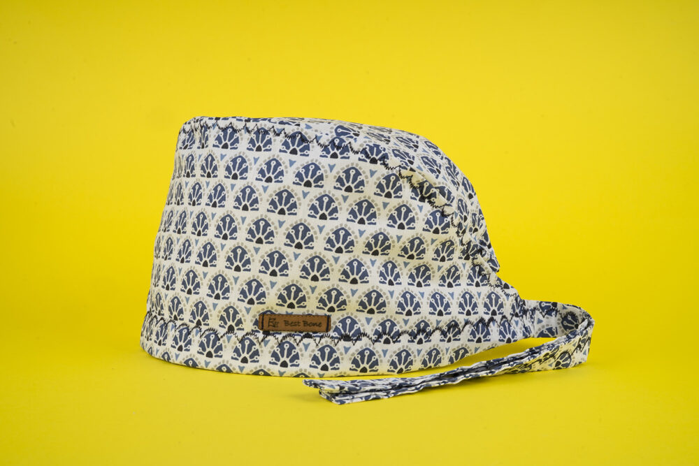 Lacivert Vintage Desenli Cerrahi Bone